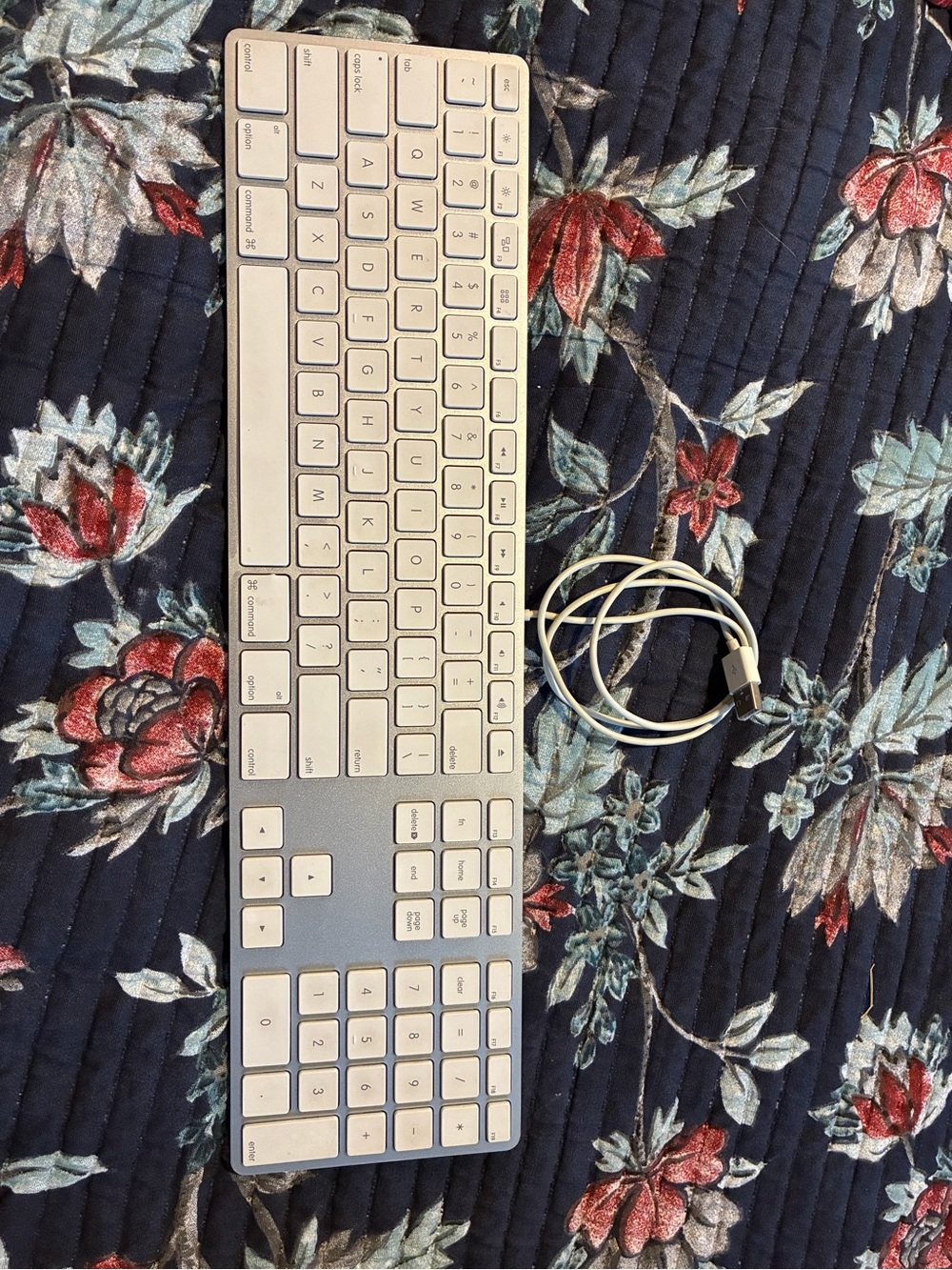Apple Silver and White Wired Keyboard with Numeric Keypad